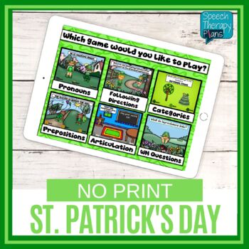 Preview of No Print St. Patrick's Day Language & Articulation Games