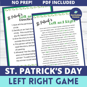 Preview of St. Patrick's Day Left Right Game for Teachers, Staff, and Students