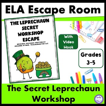 Preview of St. Patrick's Day Leprechaun Escape Room ELA Close Reading with Video