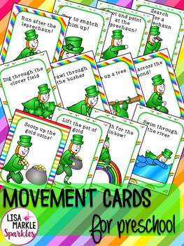 Preview of St Patrick's Day Leprechaun Movement Cards for Brain Break Transition Activity