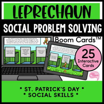 Preview of St. Patrick's Day Leprechaun Social Problem Solving Speech Therapy Boom Cards™