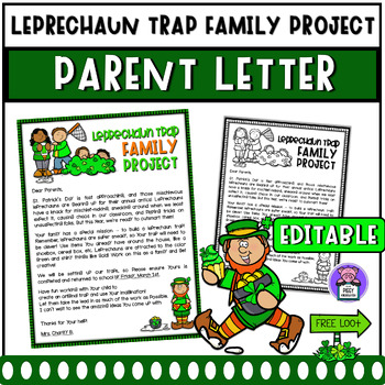 Preview of St. Patrick's Day Leprechaun Trap Parent Letter - Editable