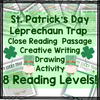 Preview of St. Patrick's Day Leprechaun Trap Reading Passage 8 Levels! Write & Draw! March