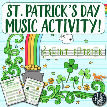 Preview of St. Patrick's Day Letter/Music Note Fill-Ins (Treble/Bass Clef)