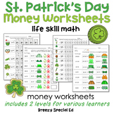 St. Patrick's Day Life Skill Money Math + Budget Worksheet