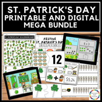 Preview of St. Patrick's Day Life Skills Bundle Digital and Printable Worksheets Task Card