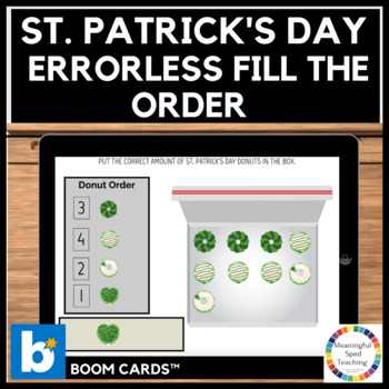 Preview of St. Patrick's Day Life Skills Math Errorless Fill the Order Inventory Boom Cards