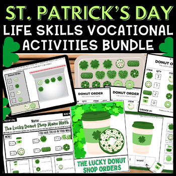 Preview of St. Patrick's Day Life Skills Vocational Activities Bundle Printable + Digital