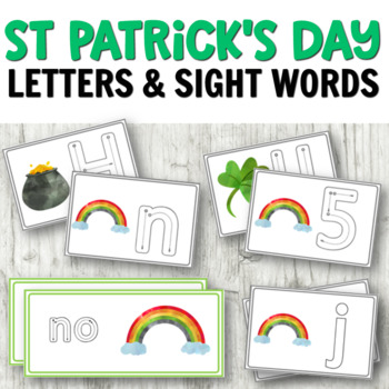 Preview of St Patrick's Day Literacy Centers: Letter Cards, Sight Words, Numbers, and More!