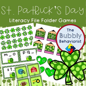 Preview of St. Patrick's Day Literacy File Folder Games
