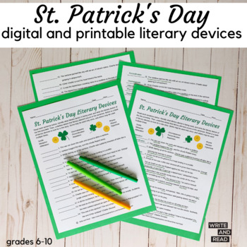 Preview of St. Patrick's Day Literary Devices Activity - St. Patrick's Day ELA Activity