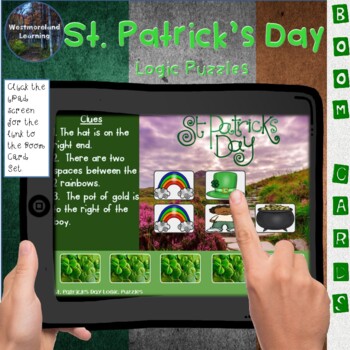 Preview of St. Patrick's Day Logic Puzzles Digital Interactive Boom Cards Distance Learning