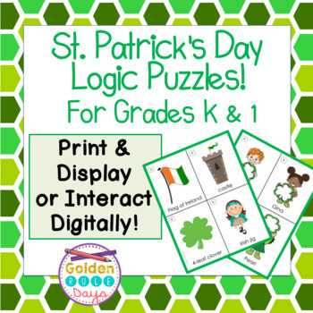 Preview of St. Patrick's Day Logic Puzzles Enrichment Activities Kindergarten 1st Grade