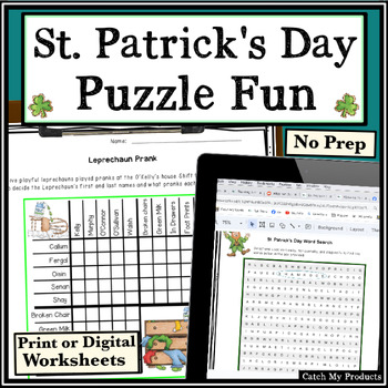 Preview of St. Patrick's Day Logic Puzzles Print or Digital Worksheets