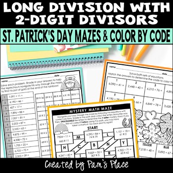Preview of St. Patrick’s Day Long Division 4 Digit by 2 Digit with Remainders Worksheets
