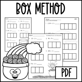 Preview of St. Patrick's Day Long Division Box Method