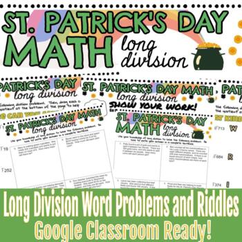 Preview of St. Patrick's Day Long Division Google Drive Math Activity for Distance Learning