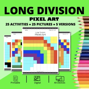 Preview of St. Patrick's Day: Long Division Pixel Art Activity
