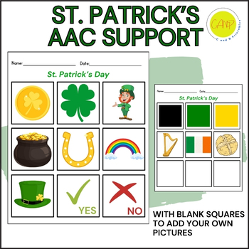 Preview of St. Patrick's Day Low Tech AAC Support, Fringe Board, Vocabulary, Speech Therapy