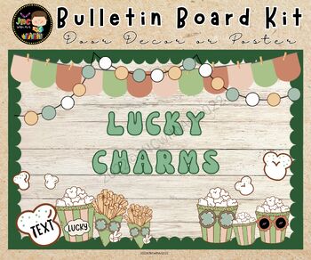 Preview of St. Patrick's Day Lucky Charms Bulletin Board Kit, Popcorn Door Decor, Editable