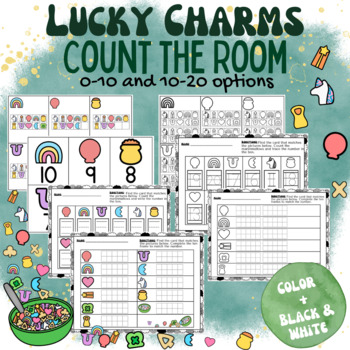 Preview of St Patrick's Day Lucky Charms Math Center - Write the Room - Count the Room