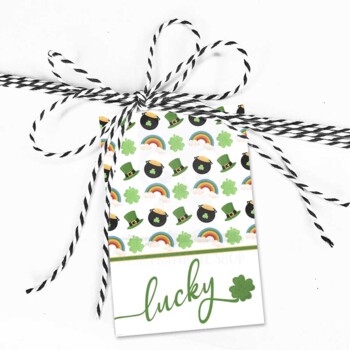 Preview of St. Patrick's Day Lucky Gift Tags With Rainbows and Pot of Gold Clipart