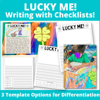 Preview of St. Patrick's Day Lucky Me Writing Activity with Checklists and Clover Craft
