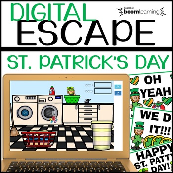 Preview of St. Patrick's Day Escape Room Boom Cards Place Value Tens & Ones Telling Time