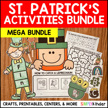 Preview of St. Patrick’s Day Kindergarten MEGA Activities, Centers, Crafts, Math, Writing