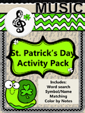 St. Patrick's Day MUSIC activities: instrument word search