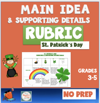Preview of St. Patrick's Day Main Idea & Supporting Details, Find the Main Idea Rubric