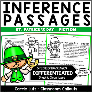 Preview of St. Patrick's Day Making Inferences Worksheets Reading Comprehension