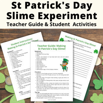 Preview of St Patrick's Day Making Slime Lab | St Patrick's Day Science | States of Matter
