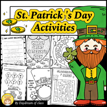 Preview of St. Patrick's Day March Activities and writing papers |No Prep|Mazes
