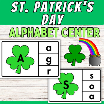 Preview of St. Patrick's Day March Alphabet Center Letter Matching Task Cards Literacy