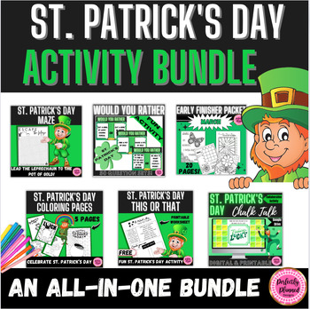 Preview of St Patrick's Day March Bundle | Would You Rather | Games | Coloring Activities