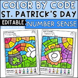 St. Patrick's Day March Color by Number Sense Editable
