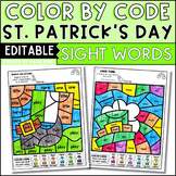 St. Patrick's Day March Color by Sight Word Practice Edita