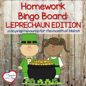 Preview of St. Patrick's Day, March Homework Bingo Board: Leprechaun Edition