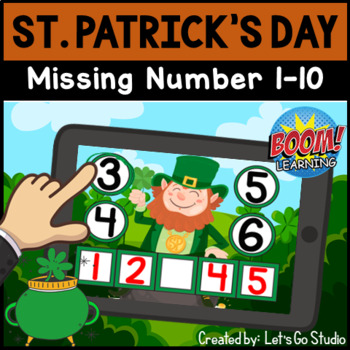Preview of St. Patrick's Day March Missing Numbers 1- 10 | BOOM Cards Order Missing Number