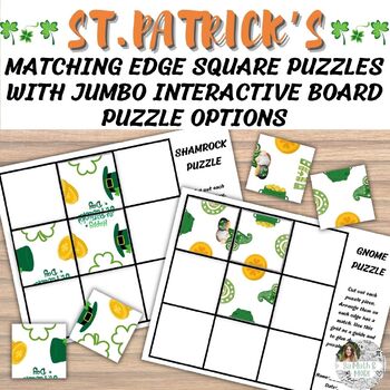 Preview of St. Patrick's Day Matching Edge Square Puzzle! Cut and Paste