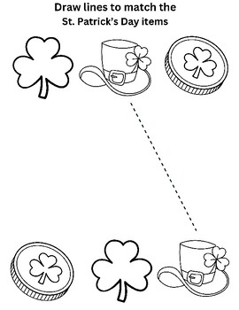Preview of St. Patrick's Day Matching Objects Toddler Preschool Worksheet