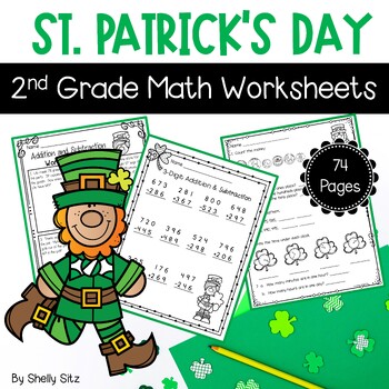 Preview of St. Patrick's Day Math Worksheets 2nd Grade - Math Review 2nd Grade