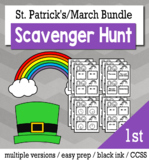 St. Patrick's Day Math 1st Grade Scavenger Hunt Game Bundle