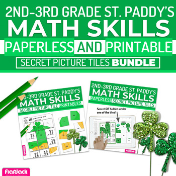 Preview of St. Patrick's Day Math | 2nd-3rd | Paperless/Printable Secret Picture Tiles SET