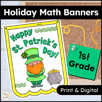 Preview of 1st Grade St. Patrick's Day Addition & Subtraction Worksheets + Compare Numbers