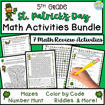 Preview of St. Patrick's Day 5th Grade Math Activities Bundle