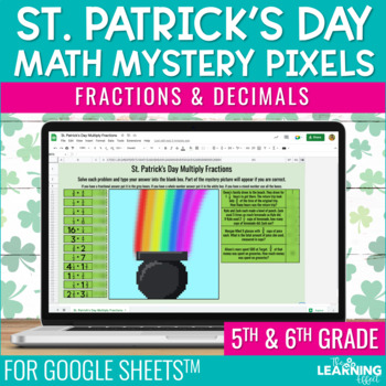 Preview of St. Patrick's Day Math Activities Digital Pixel Art | Fractions Decimals