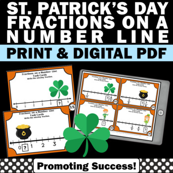 Preview of St Pattys Day Math Introduction to Fractions on a Number Line Activities Games