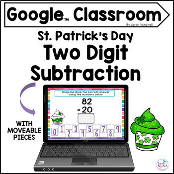 Preview of St. Patrick's Day Math Activities Google™ Classroom Two Digit Subtraction